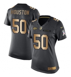 Nike Chiefs #50 Justin Houston Black Womens Stitched NFL Limited Gold Salute to Service Jersey