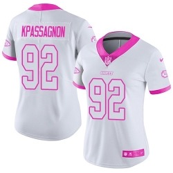 Nike Chiefs #92 Tanoh Kpassagnon White Pink Womens Stitched NFL Limited Rush Fashion Jersey