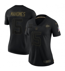 Women Kansas City Chiefs 15 Patrick Mahomes Black Camo 2020 Salute To Service Limited Jersey