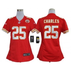 Women Nike Kansas City Chiefs 25# Jamaal Charles Red Nike NFL Jerseys