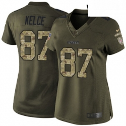 Womens Nike Kansas City Chiefs 87 Travis Kelce Elite Green Salute to Service NFL Jersey