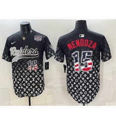 Men Las Vegas Raiders  15 Fernando Mendoza Black USA 250 Fourth of July Vapor Limited Stitched Baseball Jerseys