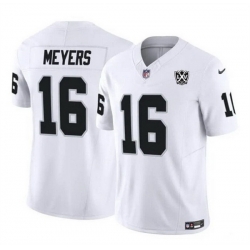 Men Las Vegas Raiders 16 Jakobi Meyers White 2024 F U S E 65th Anniversary Patch Vapor Stitched Football Jersey