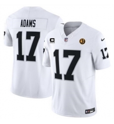 Men Las Vegas Raiders 17 Davante Adams White 2023 F U S E  With 4 Star C Patch And John Madden Patch Vapor Limited Stitched Football Jersey