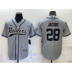 Men Las Vegas Raiders 28 Josh Jacobs Grey Cool Base Stitched Baseball Jersey