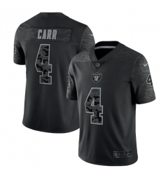 Men Las Vegas Raiders 4 Derek Carr Black Reflective Limited Stitched Football Jersey