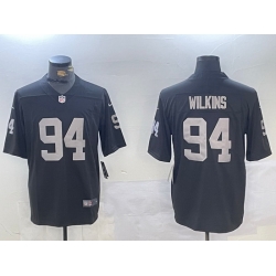 Men Las Vegas Raiders 94 Christian Wilkins Black 65th Anniversary Patch Vapor Stitched Football Jersey 3