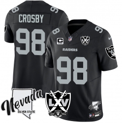 Men Las Vegas Raiders 98 Maxx Crosby Black 2023 F U S E Nevada LXV Patch Vapor Untouchable Stitched Football Jersey