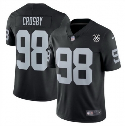 Men Las Vegas Raiders 98 Maxx Crosby Black 2024 65th Anniversary Patch Vapor Stitched Football Jersey