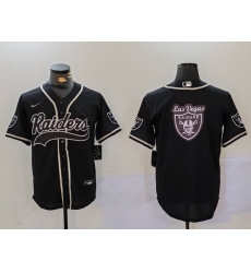 Men Las Vegas Raiders Black Team Big Logo With Patch Cool Base Stitched Baseball Jersey 9