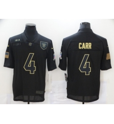 Nike Las Vegas Raiders 4 Derek Carr Black 2020 Salute To Service Limited Jersey