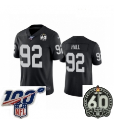 Women Oakland Raiders #92 P.J. Hall Black 60th Anniversary Vapor Untouchable Limited Player 100th Season Football Jerse