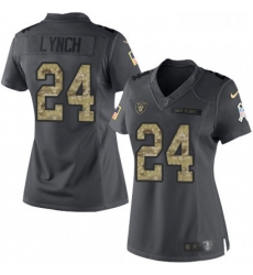 Womens Nike Oakland Raiders 24 Marshawn Lynch Limited Black 2016 Salute to Service NFL Jersey