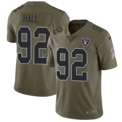 Nike Raiders #92 P J Hall Olive Youth Stitched NFL Limited 2017 Salute to Service Jersey