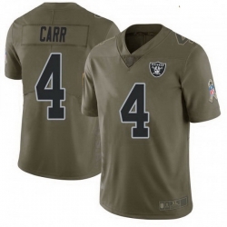 Youth Las Vegas Raiders 4 Derek Carr 2017 Green Salute To Service Limited Jersey