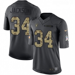 Youth Nike Oakland Raiders 34 Bo Jackson Limited Black 2016 Salute to Service NFL Jersey