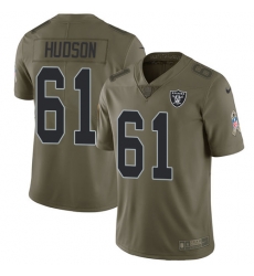 Youth Nike Raiders #61 Rodney Hudson Olive Stitched NFL Limited 2017 Salute to Service Jersey