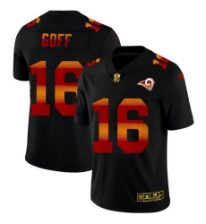 Los Angeles Rams 16 Jared Goff Men Black Nike Red Orange Stripe Vapor Limited NFL Jersey