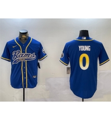 Men Los Angeles Rams 0 Byron Young Royal Cool Base Stitched Baseball Jersey