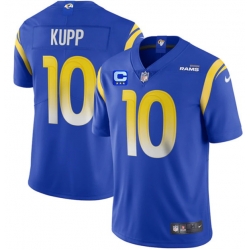 Men Los Angeles Rams #10 Cooper Kupp 2022 Royal With 3-Star C Patch Vapor Limited Stitched Jersey