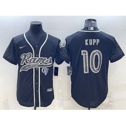 Men Los Angeles Rams 10 Cooper Kupp Black Reflective With Patch Cool Base Stitched Baseball Jersey