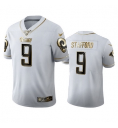 Men Los Angeles Rams 9 Matthew Stafford Men Nike White Golden Edition Vapor Limited NFL 100 Jersey