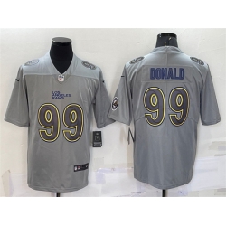 Men Los Angeles Rams 99 Aaron Donald Grey With Patch Atmosphere Fashion Stitched Jersey