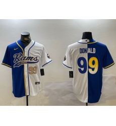 Men Los Angeles Rams 99 White Cool Base Stitched Baseball Jersey 2