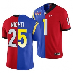 Men Los Angeles Rams X Georgia Bulldogs 25 Sony Michel Red Royal Split Super Bowl LVI Stitched Jerse