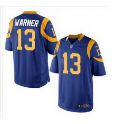 Nike Rams #13 Kurt Warner Royal Blue Alternate  u95F7mens Stitched NFL Elite Jersey