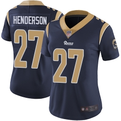 Rams 27 Darrell Henderson Navy Blue Team Color Women Stitched Football Vapor Untouchable Limited Jersey