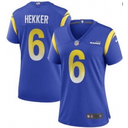 Women Los Angeles Rams 6 Johnny Hekker Vapor Limited Blue Jersey