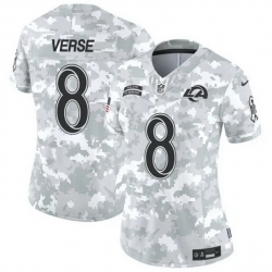 Women Los Angeles Rams 8 Jared Verse 2024 F U S E Arctic Camo Salute To Service Limited Stitched Football Jersey