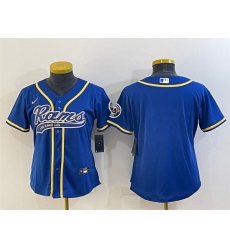 Women Los Angeles Rams Blank Royal With Patch Cool Base Stitched Baseball Jersey