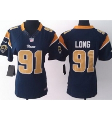 Women Nike St.Louis Rams 91 Chris Long Dark Blue LIMITED Jerseys