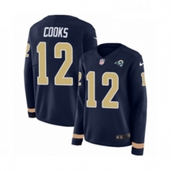 Womens Nike Los Angeles Rams 12 Brandin Cooks Limited Navy Blue Therma Long Sleeve NFL Jersey