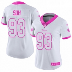 Womens Nike Los Angeles Rams 93 Ndamukong Suh Limited WhitePink Rush Fashion NFL Jersey