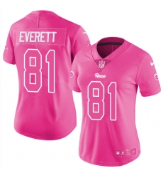 Womens Nike Rams #81 Gerald Everett Pink  Stitched NFL Limited Rush Fashion Jersey