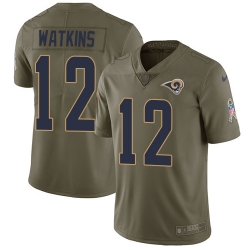 Youth Nike Rams #12 Sammy Watkins Olive Stitched NFL Limited 2017 Salute to Service Jersey