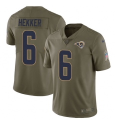 Youth Nike Rams #6 Johnny Hekker Olive Stitched NFL Limited 2017 Salute to Service Jersey