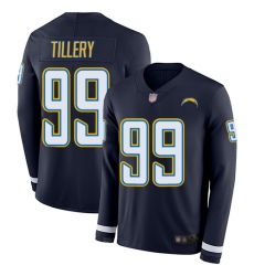 Chargers 99 Jerry Tillery Navy Blue Team Color Men Stitched Football Limited Therma Long Sleeve Jersey