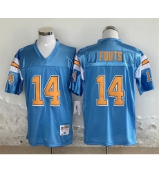 Men Los Angeles Chargers 14 Dan Fouts Blue Throwback Stitched Jersey