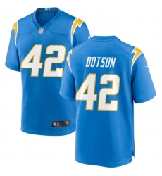 Men Los Angeles Chargers 42 Elijah Dotson Blue Stitched Game Jersey