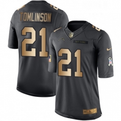 Men Nike Los Angeles Chargers 21 LaDainian Tomlinson Limited BlackGold Salute to Service NFL Jersey