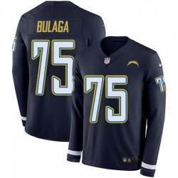 Nike Chargers 75 Bryan Bulaga Navy Blue Team Color Men Stitched NFL Limited Therma Long Sleeve Jersey