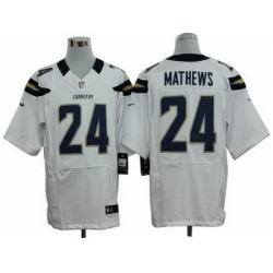 Nike San Diego Chargers 24 Ryan Mathews White Elite NFL Jersey