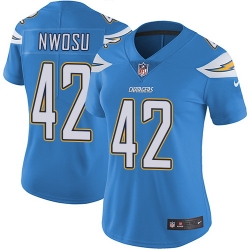 Nike Chargers #42 Uchenna Nwosu Electric Blue Alternate Womens Stitched NFL Vapor Untouchable Limited Jersey