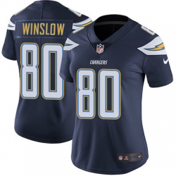 Nike Chargers #80 Kellen Winslow Navy Blue Team Color Womens Stitched NFL Vapor Untouchable Limited Jersey