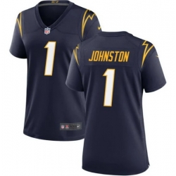 Women Los Angeles Chargers 1 Quentin Johnston Navy Stitched Game Jersey