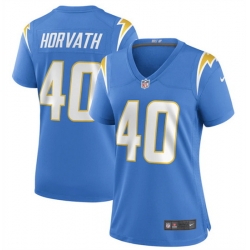 Women Los Angeles Chargers 40 Zander Horvath Blue Stitched Game Jersey